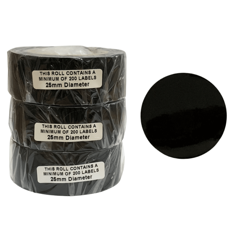 Trophy Labels Black 25mm Circles – kwiktapes